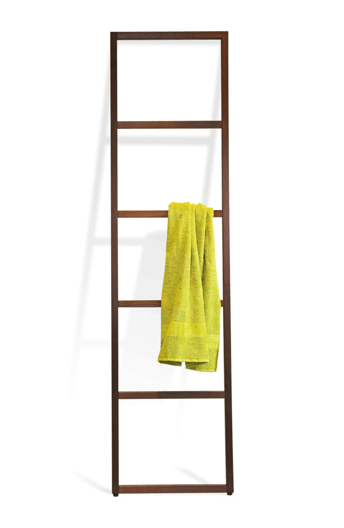 Dark wood towel ladder bathroom decor walther