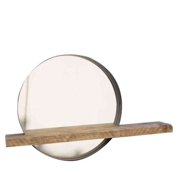 Dark Steel Mirror With Axis Shelf