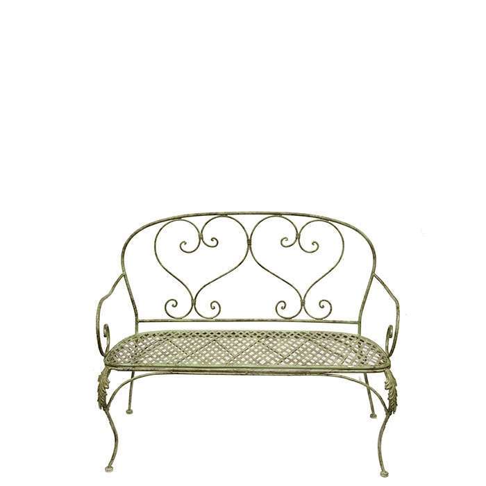 Green Inlaid Iron Bench
