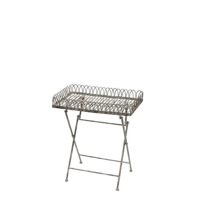 Gray Inlaid Iron Tray With Base