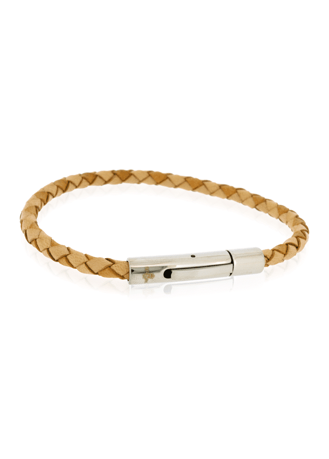 Thin natural leather bracelet 20 cm