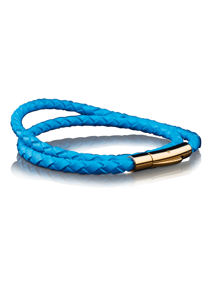 Thin two rows light blueleather bracelet 40 cm