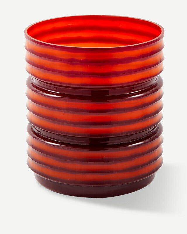 Glass Layer Vase - L - Coral red