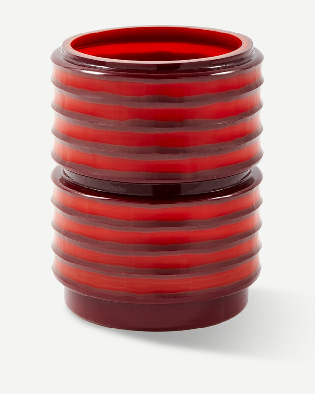 Glass Layer Vase - M - Coral red
