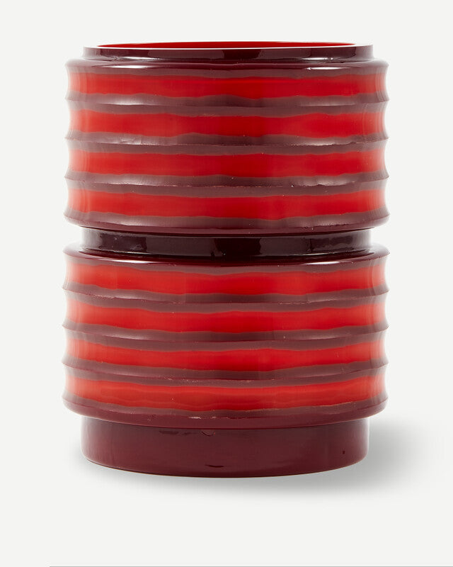 Glass Layer Vase - M - Coral red