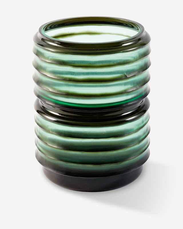 Glass Layer Vase - M - Dark green