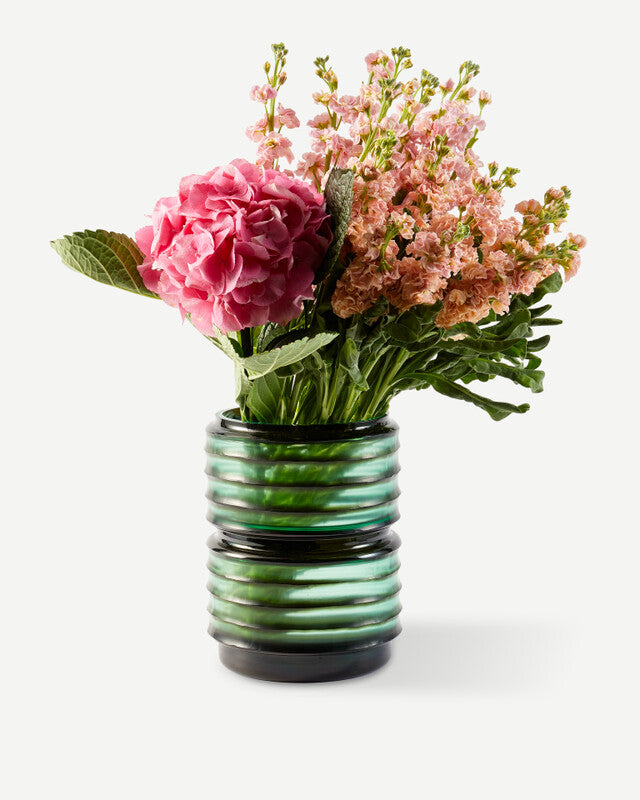 Glass Layer Vase - M - Dark green