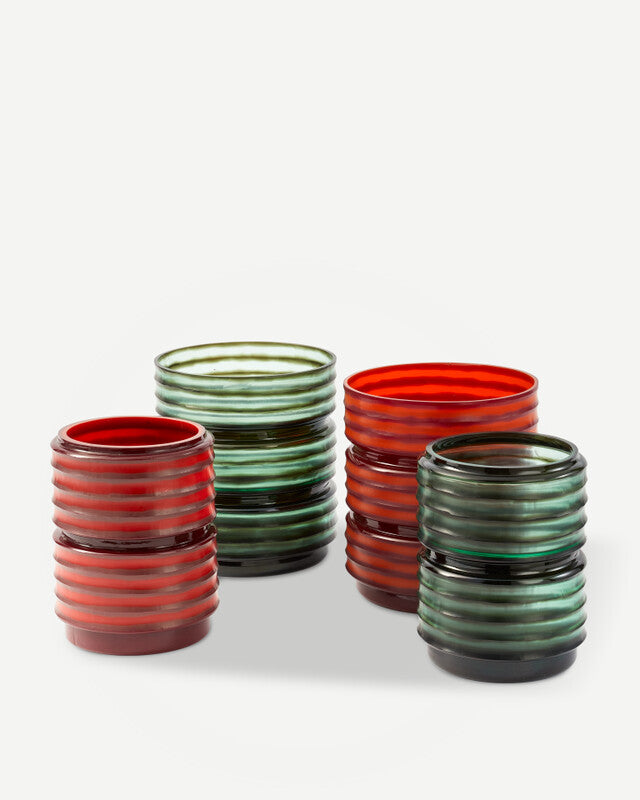 Glass Layer Vase - M - Dark green