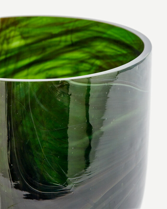 Vase en verre marbré - S - Vert foncé