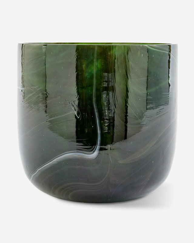 Vase en verre marbré - S - Vert foncé