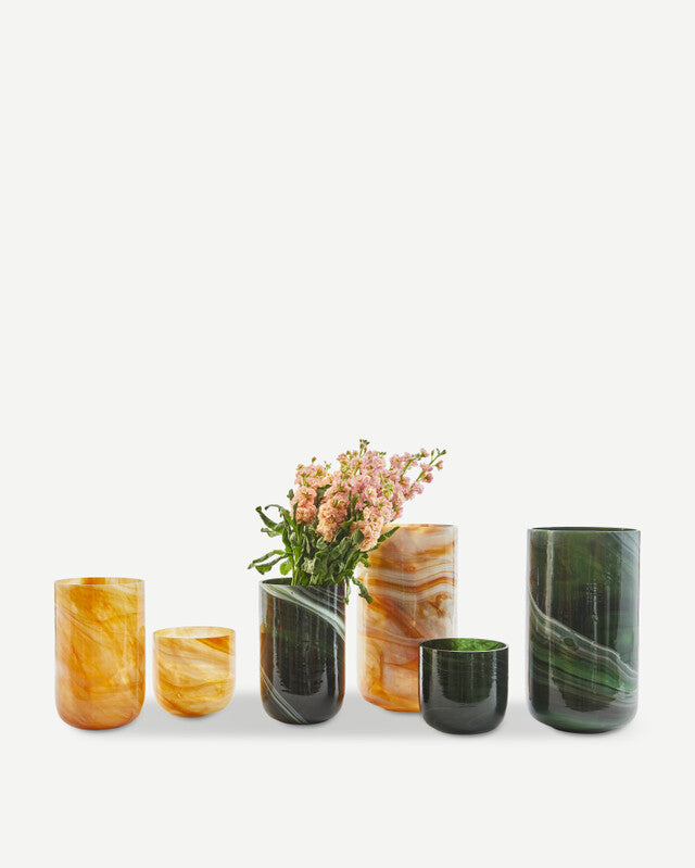 Vase en verre marbré - S - Vert foncé