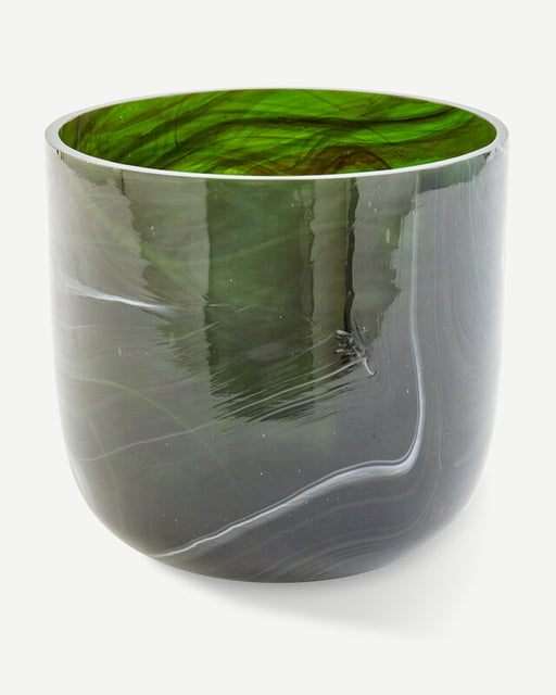 Marbled Glass Vase - S - Dark green