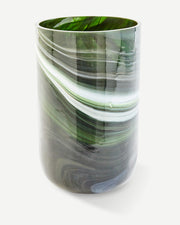 Marbled Glass Vase - M - Dark green