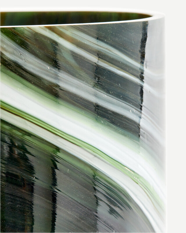 Vase en verre marbré - M - Vert foncé