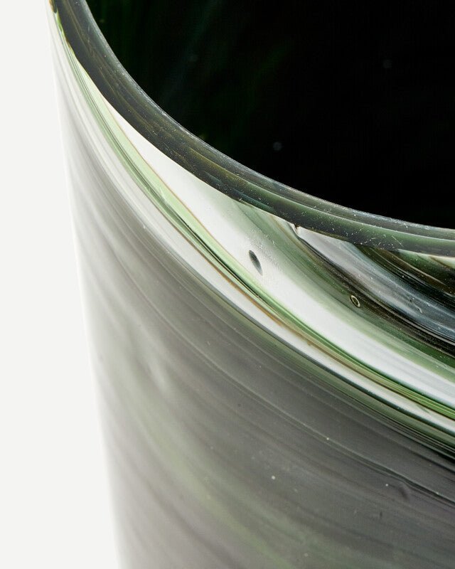 Vase en verre marbré - M - Vert foncé