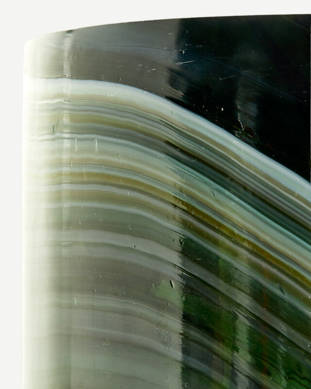 Vase en verre marbré - L - Vert foncé