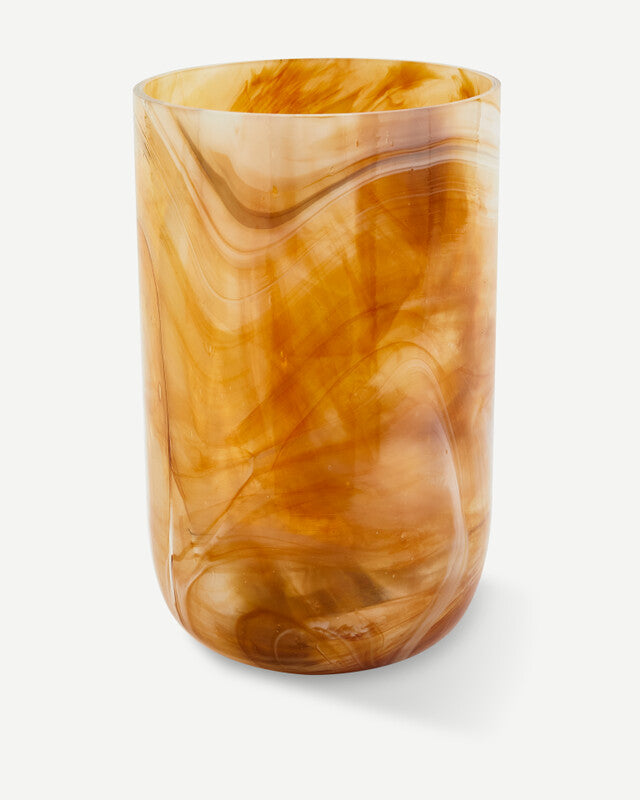 Marbled Glass Vase - M - Beige