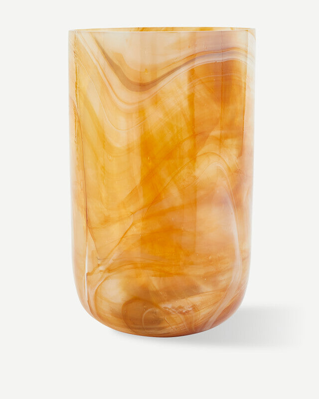 Marbled Glass Vase - M - Beige