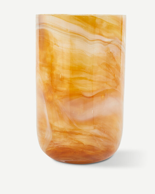 Marbled Glass Vase - M - Beige