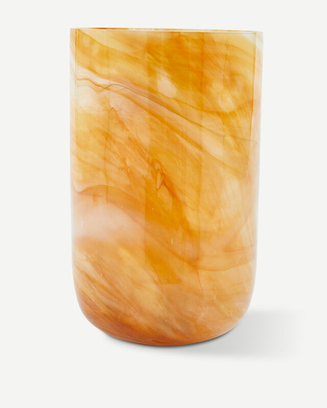 Marbled Glass Vase - M - Beige