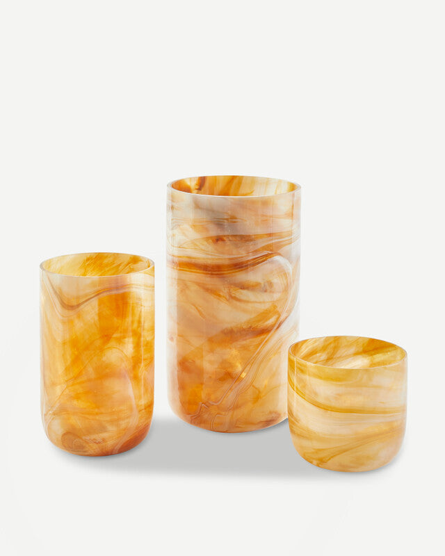Marbled Glass Vase - L - Beige