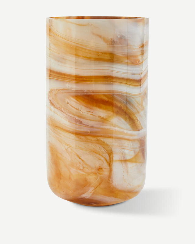 Marbled Glass Vase - L - Beige