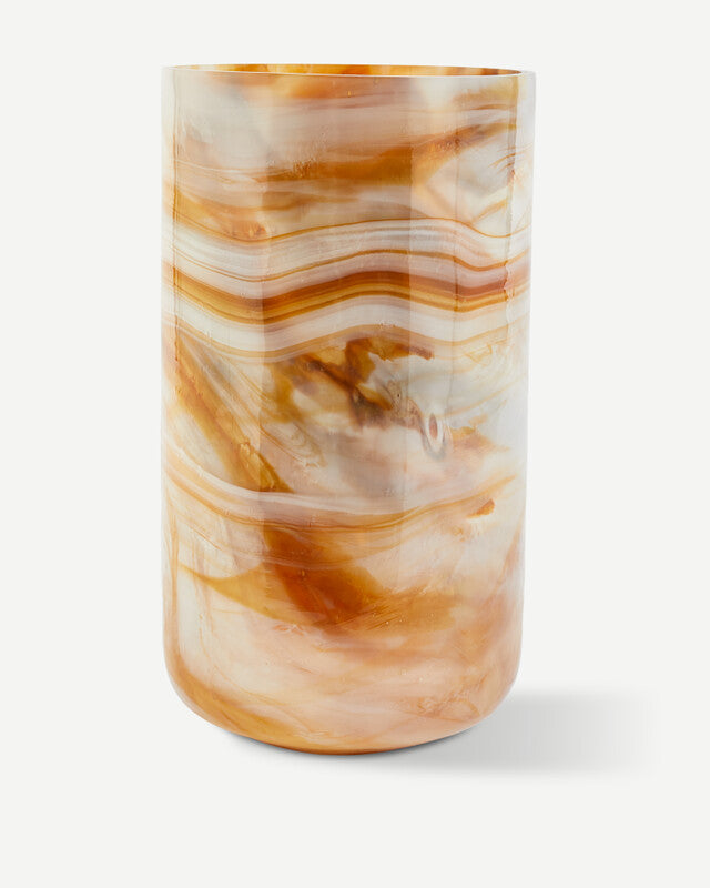 Marbled Glass Vase - L - Beige