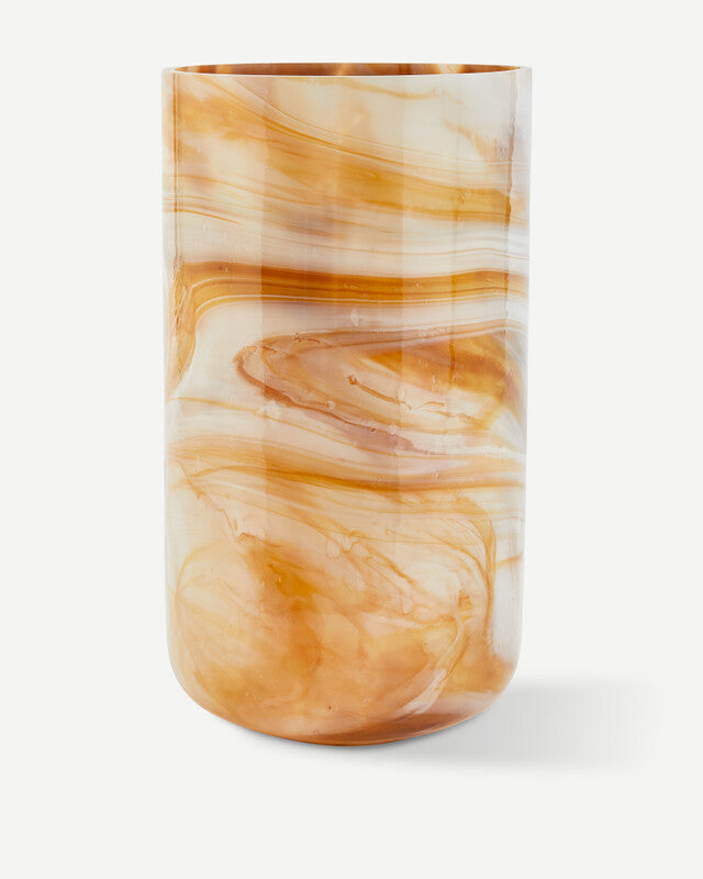 Marbled Glass Vase - L - Beige