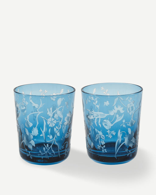 Scattered Flowers Tumblers - Dark blue