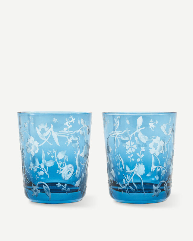 Scattered Flowers Tumblers - Dark blue