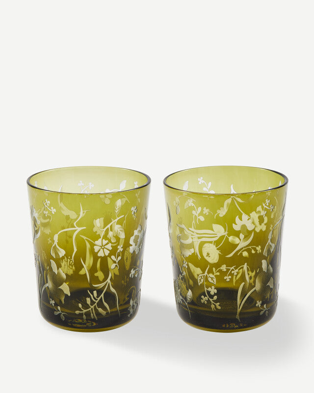 Scattered Flowers Tumblers - Dark green