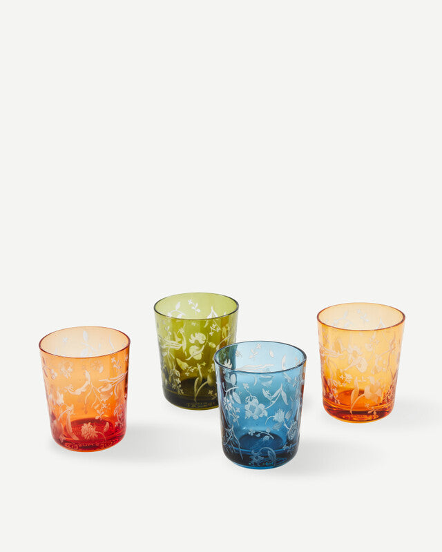 Scattered Flowers Tumblers - Dark green