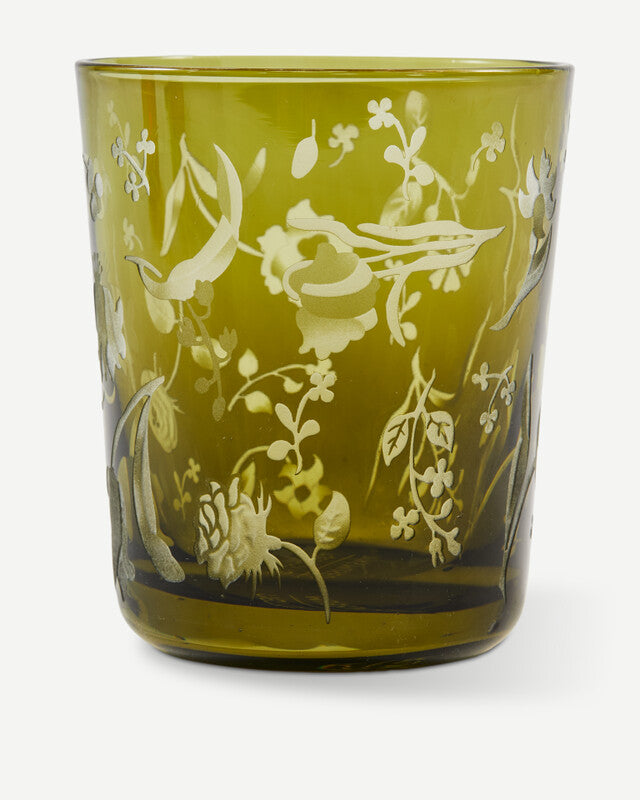 Scattered Flowers Tumblers - Dark green