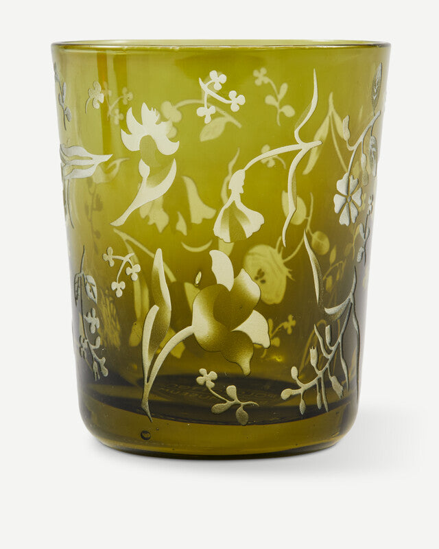 Scattered Flowers Tumblers - Dark green