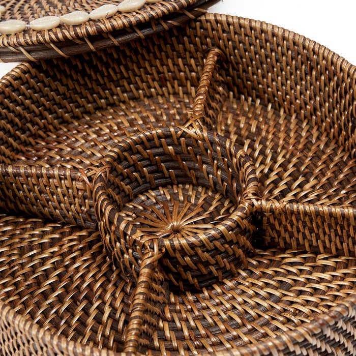 The Rattan Compartment Basket - Natural Brown