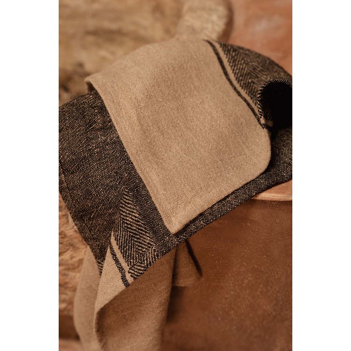The Linen Moody Kitchen Towel - Natural Black - 50x70