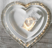 Cream heart-shaped plate, food-safe. Fiorira un Giardino