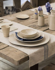 Handmade texture gres bowl by Fiorira un Giardino. Dinnerware big bowl set from natural materials and pigments.
