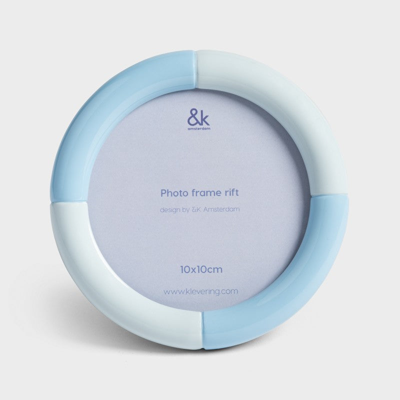 Photo frame rift round ice blue