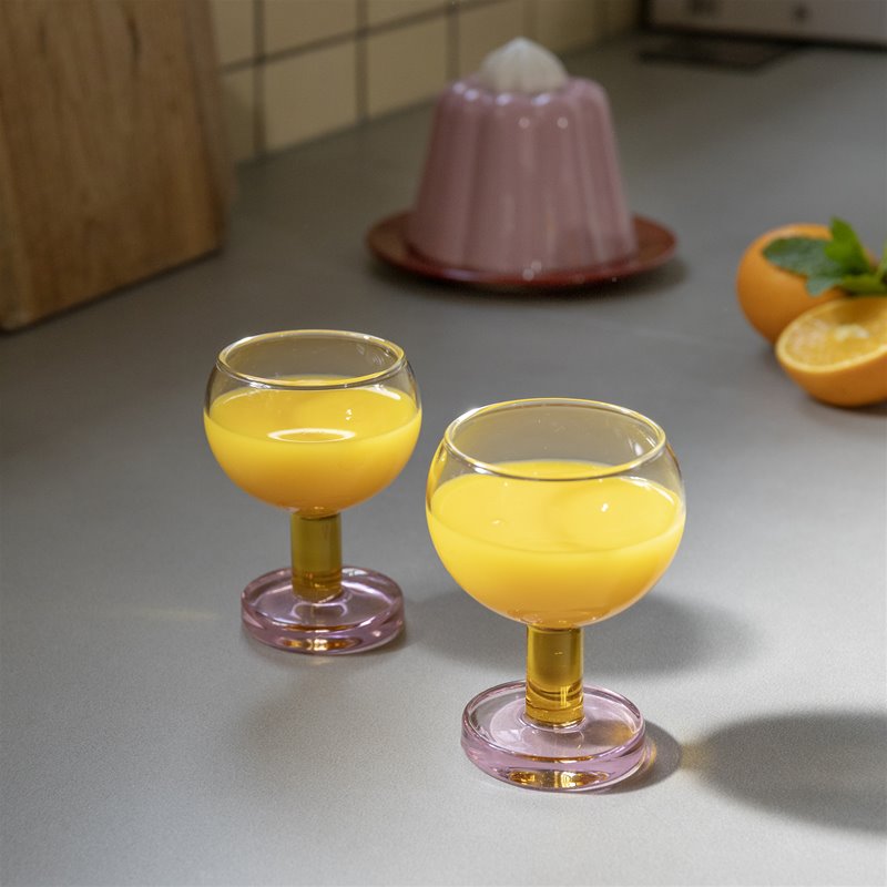 Glass cantine amber set of 2