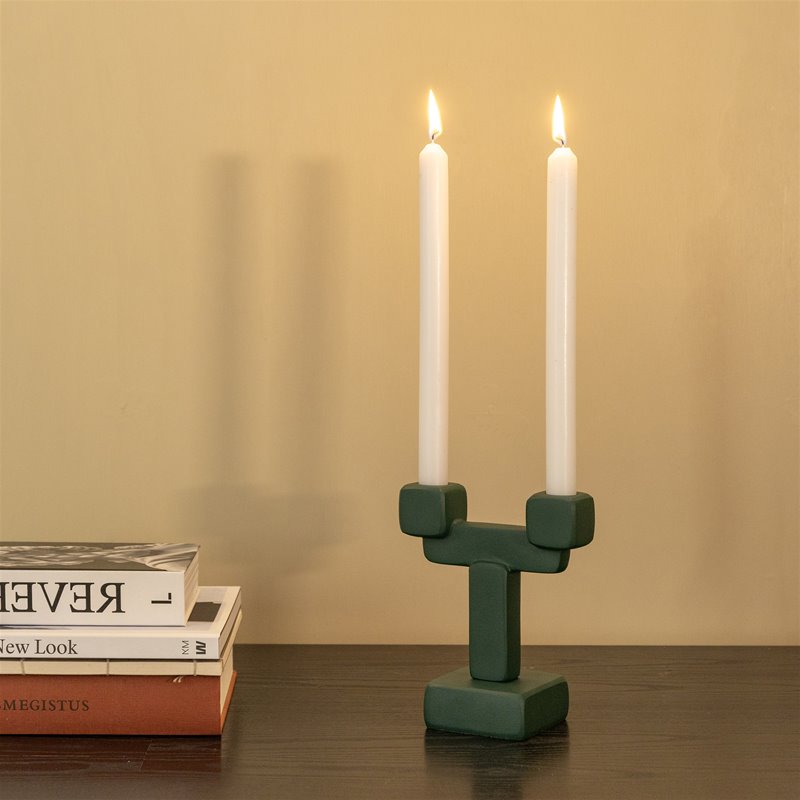 Candle holder chunk small green