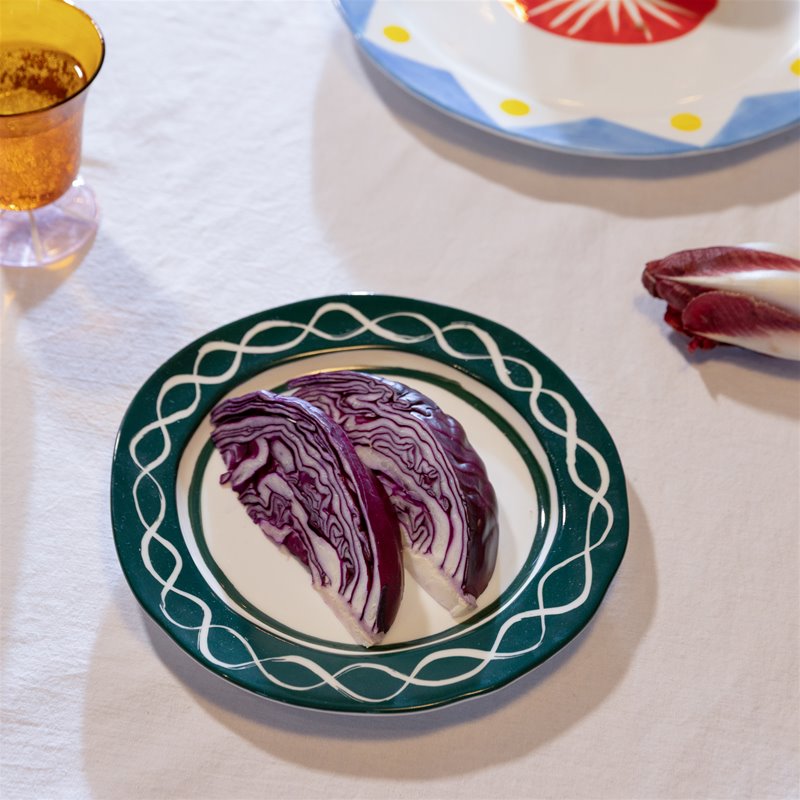 Plate festivo medium green set of 2