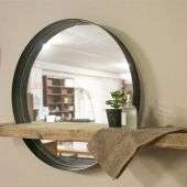 Dark Steel Mirror With Axis Shelf