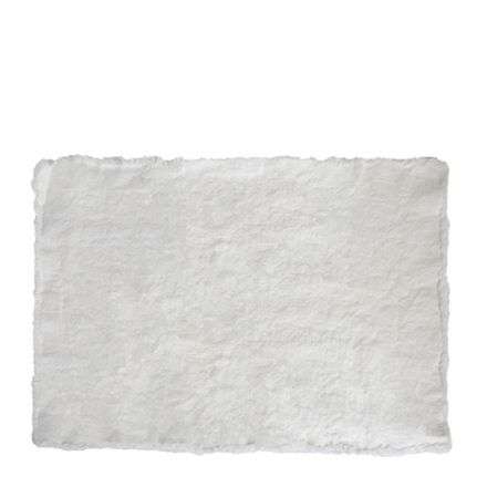 Placemat Linen White Fringes