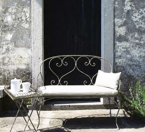 Grey Inlaid Iron Bench
