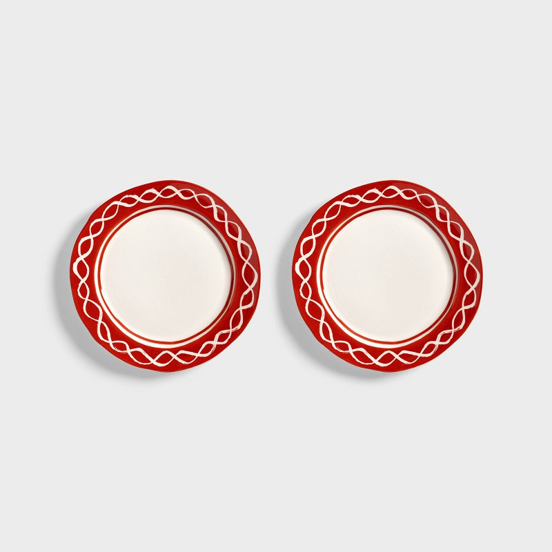 Plate festivo medium red set of 2