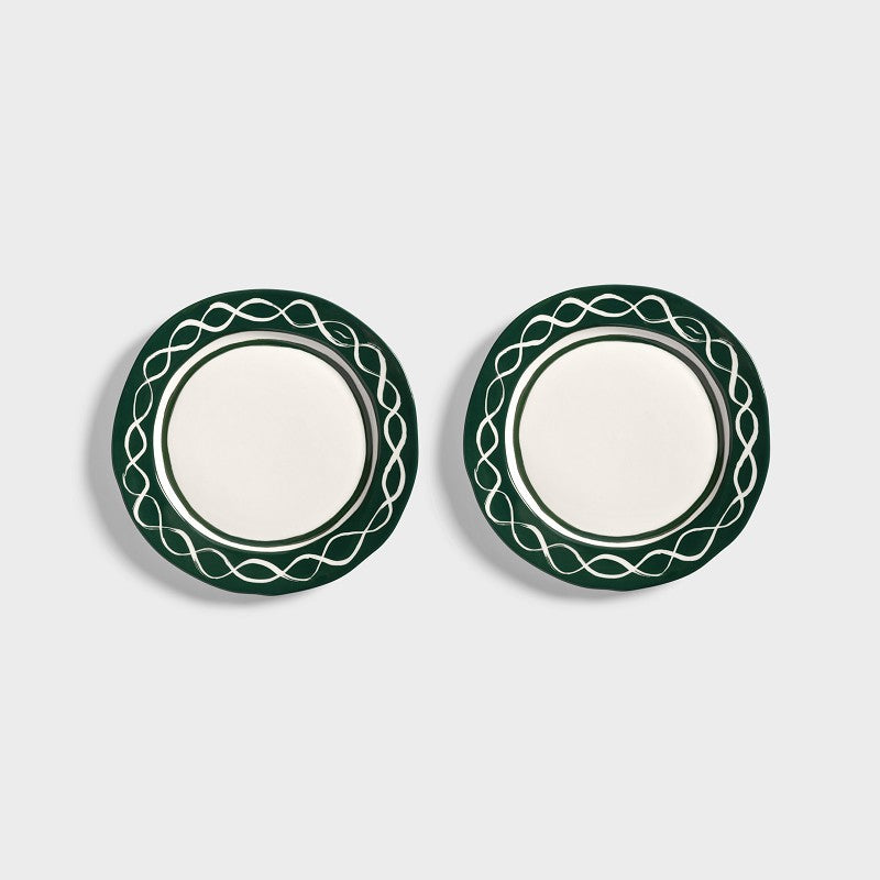 Plate festivo medium green set of 2