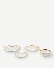 Golden Finds Plates & Bowl Set - White