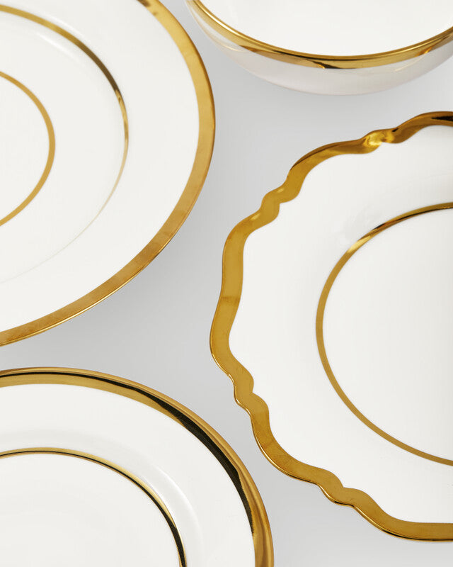 Golden Finds Plates & Bowl Set - White