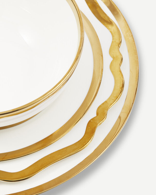 Golden Finds Plates & Bowl Set - White